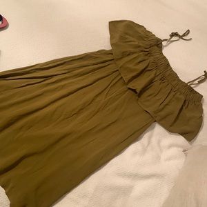 Olive green off the shoulder dress